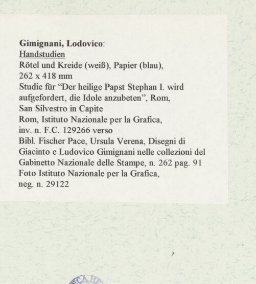Rückseite von Istituto Nazionale per la Grafica [https://www.deutsche-digitale-bibliothek.de/content/lizenzen/rv-ez/] Handstudien - , bh463318_recto. Foto.