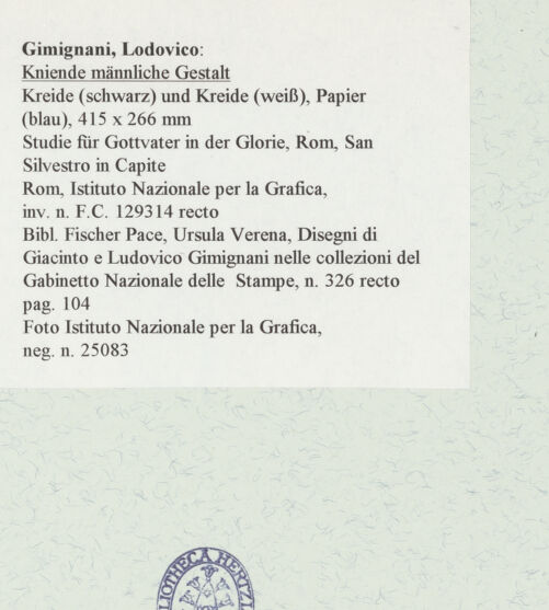 Rückseite von Istituto Nazionale per la Grafica [https://www.deutsche-digitale-bibliothek.de/content/lizenzen/rv-ez/] Kniende männliche Gestalt - , bh463330_recto. Foto.