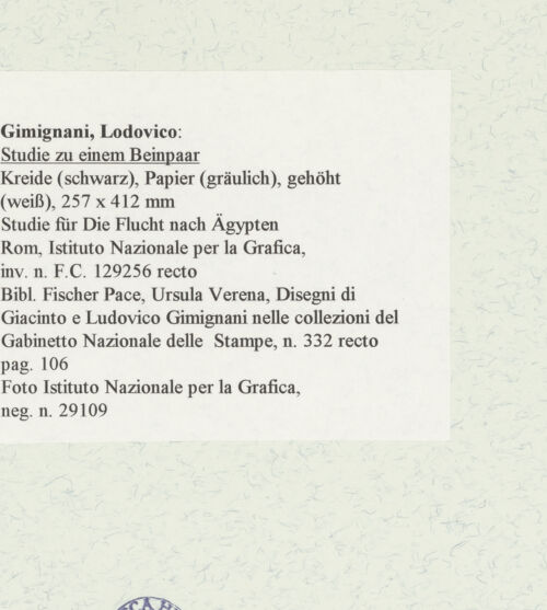 Rückseite von Istituto Nazionale per la Grafica [https://www.deutsche-digitale-bibliothek.de/content/lizenzen/rv-ez/] Studie zu einem Beinpaar - , bh463334_recto. Foto.