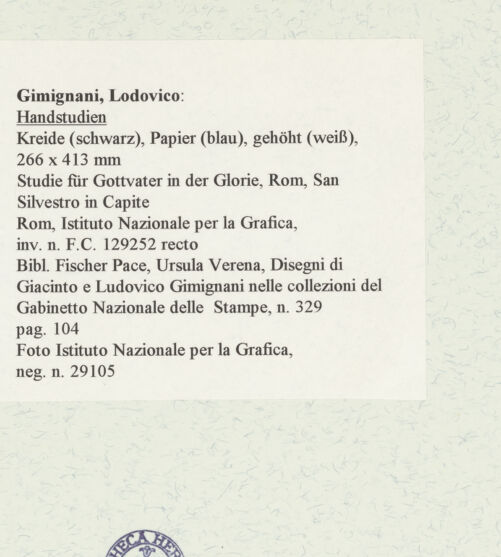 Rückseite von Istituto Nazionale per la Grafica [https://www.deutsche-digitale-bibliothek.de/content/lizenzen/rv-ez/] Handstudien - , bh463335_recto. Foto.