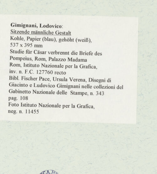 Rückseite von Istituto Nazionale per la Grafica [https://www.deutsche-digitale-bibliothek.de/content/lizenzen/rv-ez/] Sitzende männliche Gestalt - , bh463343_recto. Foto.