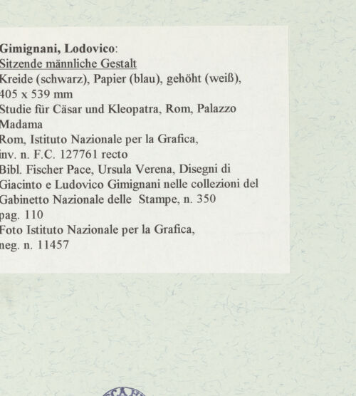 Rückseite von Istituto Nazionale per la Grafica [https://www.deutsche-digitale-bibliothek.de/content/lizenzen/rv-ez/] Sitzende männliche Gestalt - , bh463347_recto. Foto.