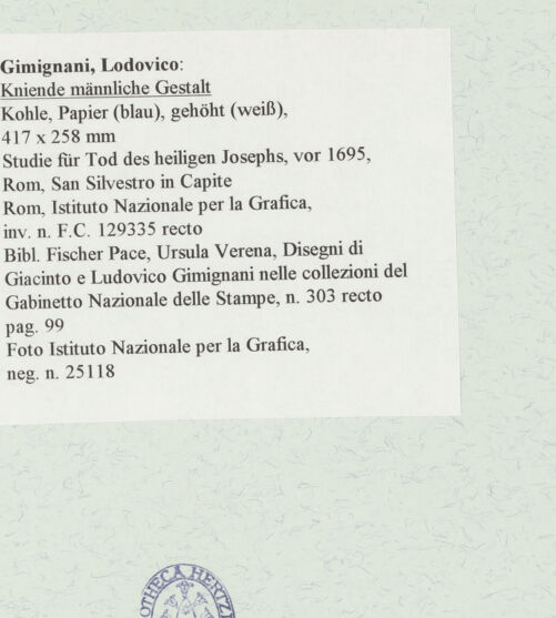 Rückseite von Istituto Nazionale per la Grafica [https://www.deutsche-digitale-bibliothek.de/content/lizenzen/rv-ez/] Kniende männliche Gestalt - , bh463353_recto. Foto.
