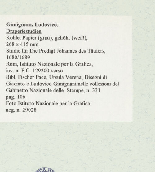 Rückseite von Istituto Nazionale per la Grafica [https://www.deutsche-digitale-bibliothek.de/content/lizenzen/rv-ez/] Draperiestudien - , bh463363_recto. Foto.
