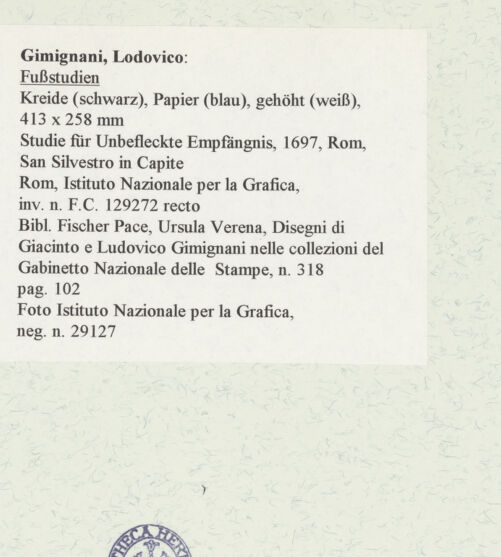 Rückseite von Istituto Nazionale per la Grafica [https://www.deutsche-digitale-bibliothek.de/content/lizenzen/rv-ez/] Fußstudien - , bh463365_recto. Foto.