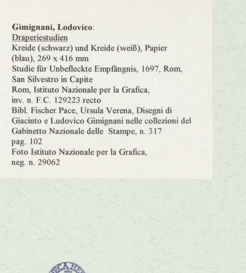 Rückseite von Istituto Nazionale per la Grafica [https://www.deutsche-digitale-bibliothek.de/content/lizenzen/rv-ez/] Draperiestudien - , bh463366_recto. Foto.