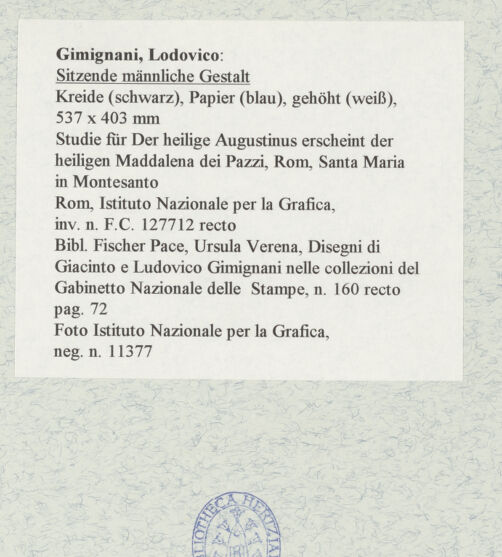 Rückseite von Istituto Nazionale per la Grafica [https://www.deutsche-digitale-bibliothek.de/content/lizenzen/rv-ez/] Sitzende männliche Gestalt - , bh463500_recto. Foto.