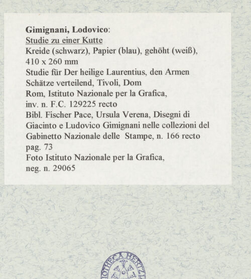 Rückseite von Istituto Nazionale per la Grafica [https://www.deutsche-digitale-bibliothek.de/content/lizenzen/rv-ez/] Studie zu einer Kutte - , bh463511_recto. Foto.