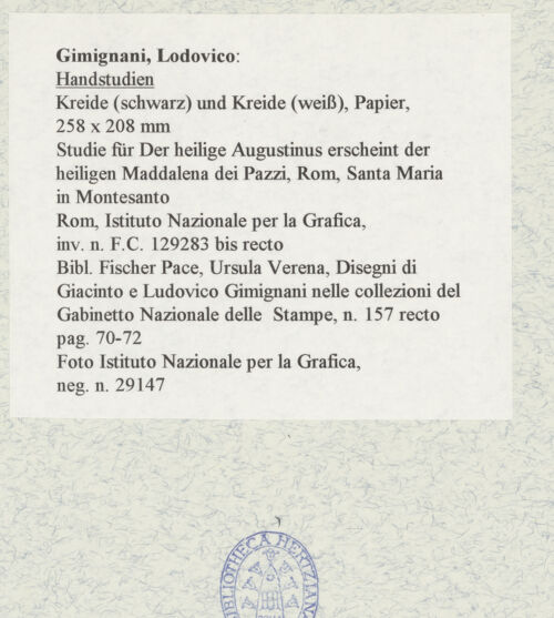 Rückseite von Istituto Nazionale per la Grafica [https://www.deutsche-digitale-bibliothek.de/content/lizenzen/rv-ez/] Handstudien - , bh463512_recto. Foto.