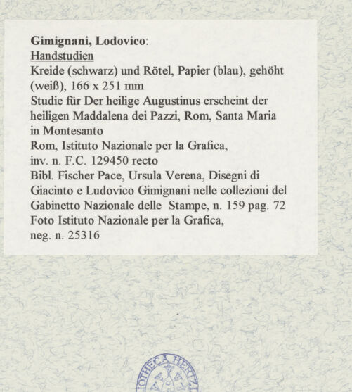 Rückseite von Istituto Nazionale per la Grafica [https://www.deutsche-digitale-bibliothek.de/content/lizenzen/rv-ez/] Handstudien - , bh463514_recto. Foto.