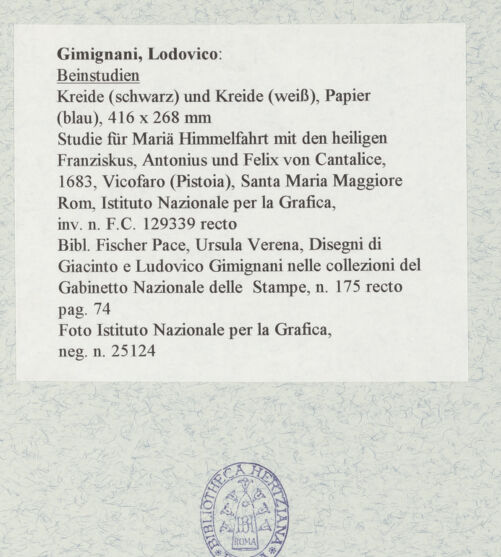 Rückseite von Istituto Nazionale per la Grafica [https://www.deutsche-digitale-bibliothek.de/content/lizenzen/rv-ez/] Beinstudien - , bh463521_recto. Foto.