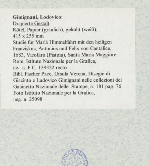 Rückseite von Istituto Nazionale per la Grafica [https://www.deutsche-digitale-bibliothek.de/content/lizenzen/rv-ez/] Drapierte Gestalt - , bh463525_recto. Foto.