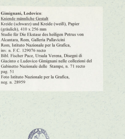 Rückseite von Istituto Nazionale per la Grafica [https://www.deutsche-digitale-bibliothek.de/content/lizenzen/rv-ez/] Kniende männliche Gestalt - , bh463533_recto. Foto.