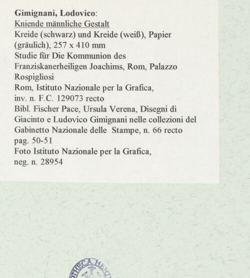 Rückseite von Istituto Nazionale per la Grafica [https://www.deutsche-digitale-bibliothek.de/content/lizenzen/rv-ez/] Kniende männliche Gestalt - , bh463537_recto. Foto.