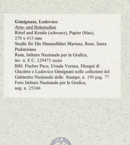 Rückseite von Istituto Nazionale per la Grafica [https://www.deutsche-digitale-bibliothek.de/content/lizenzen/rv-ez/] Arm- und Beinstudien - , bh463545_recto. Foto.