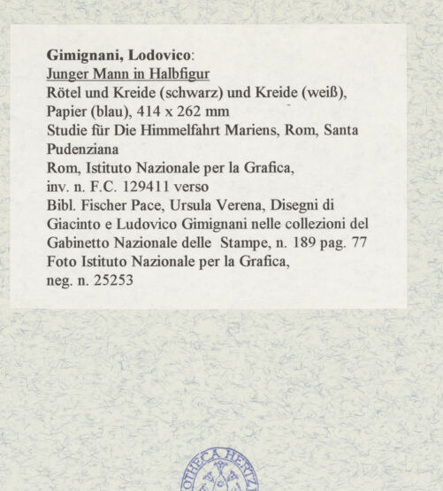 Rückseite von Istituto Nazionale per la Grafica [https://www.deutsche-digitale-bibliothek.de/content/lizenzen/rv-ez/] Junger Mann in Halbfigur - , bh463546_recto. Foto.