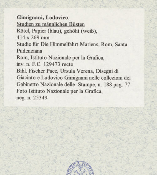 Rückseite von Istituto Nazionale per la Grafica [https://www.deutsche-digitale-bibliothek.de/content/lizenzen/rv-ez/] Studien zu männlichen Büsten - , bh463547_recto. Foto.