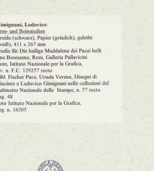 Rückseite von Istituto Nazionale per la Grafica [https://www.deutsche-digitale-bibliothek.de/content/lizenzen/rv-ez/] Arm- und Beinstudien - , bh463557_recto. Foto.