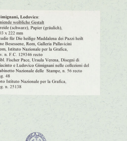 Rückseite von Istituto Nazionale per la Grafica [https://www.deutsche-digitale-bibliothek.de/content/lizenzen/rv-ez/] Kniende weibliche Gestalt - , bh463558_recto. Foto.