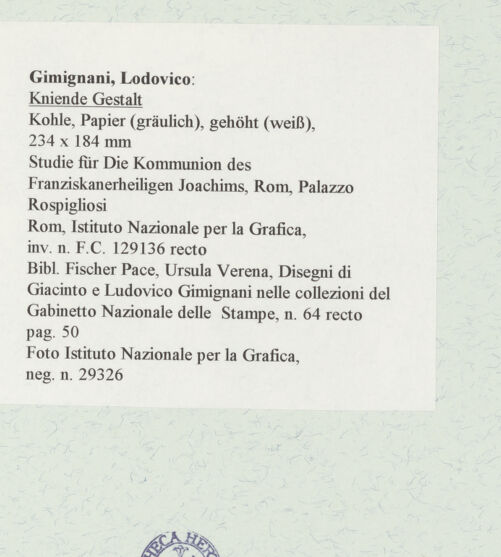 Rückseite von Istituto Nazionale per la Grafica [https://www.deutsche-digitale-bibliothek.de/content/lizenzen/rv-ez/] Kniende Gestalt - , bh463560_recto. Foto.