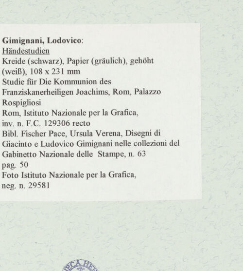 Rückseite von Istituto Nazionale per la Grafica [https://www.deutsche-digitale-bibliothek.de/content/lizenzen/rv-ez/] Händestudien - , bh463561_recto. Foto.