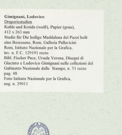 Rückseite von Istituto Nazionale per la Grafica [https://www.deutsche-digitale-bibliothek.de/content/lizenzen/rv-ez/] Draperiestudien - , bh463562_recto. Foto.