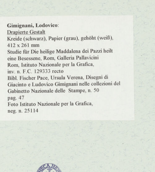 Rückseite von Istituto Nazionale per la Grafica [https://www.deutsche-digitale-bibliothek.de/content/lizenzen/rv-ez/] Drapierte Gestalt - , bh463563_recto. Foto.