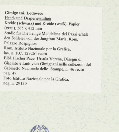 Rückseite von Istituto Nazionale per la Grafica [https://www.deutsche-digitale-bibliothek.de/content/lizenzen/rv-ez/] Hand- und Draperiestudien - , bh463566_recto. Foto.