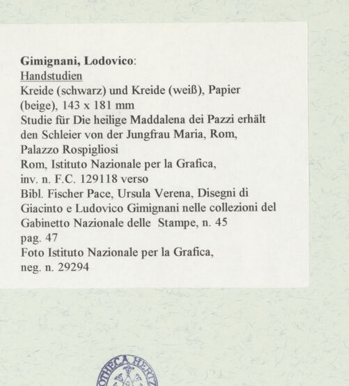 Rückseite von Istituto Nazionale per la Grafica [https://www.deutsche-digitale-bibliothek.de/content/lizenzen/rv-ez/] Handstudien - , bh463567_recto. Foto.