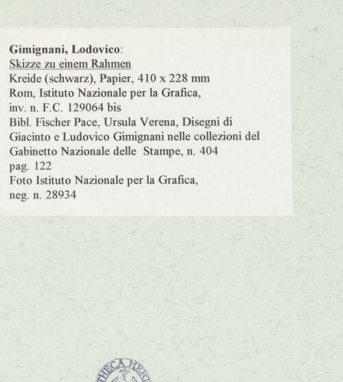 Rückseite von Istituto Nazionale per la Grafica [https://www.deutsche-digitale-bibliothek.de/content/lizenzen/rv-ez/] Skizze zu einem Rahmen - , bh463574_recto. Foto.