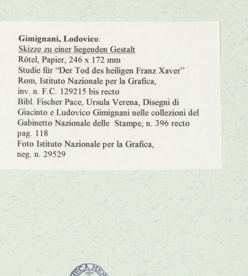 Rückseite von Istituto Nazionale per la Grafica [https://www.deutsche-digitale-bibliothek.de/content/lizenzen/rv-ez/] Skizze zu einer liegenden Gestalt - , bh463578_recto. Foto.