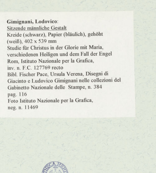 Rückseite von Istituto Nazionale per la Grafica [https://www.deutsche-digitale-bibliothek.de/content/lizenzen/rv-ez/] Sitzende männliche Gestalt - , bh463590_recto. Foto.