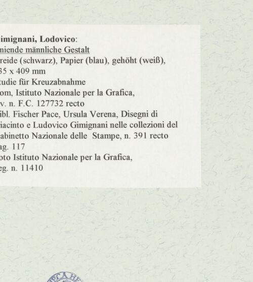 Rückseite von Istituto Nazionale per la Grafica [https://www.deutsche-digitale-bibliothek.de/content/lizenzen/rv-ez/] Kniende männliche Gestalt - , bh463593_recto. Foto.