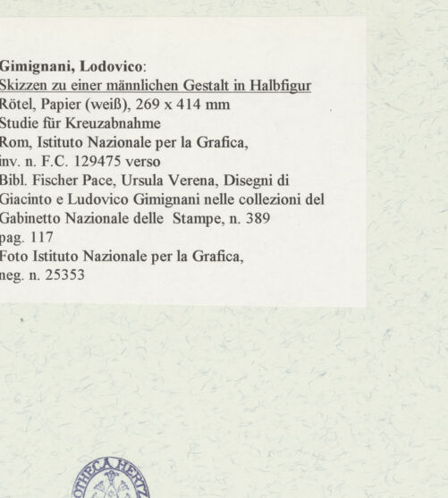 Rückseite von Istituto Nazionale per la Grafica [https://www.deutsche-digitale-bibliothek.de/content/lizenzen/rv-ez/] Skizzen zu einer männlichen Gestalt in Halbfigur - , bh463595_recto. Foto.