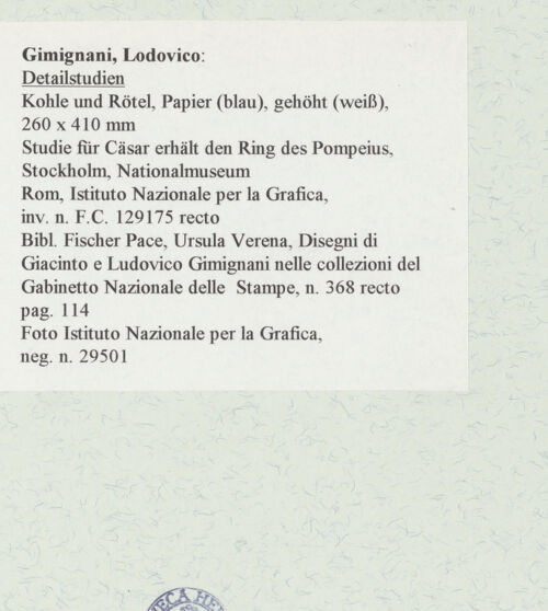 Rückseite von Istituto Nazionale per la Grafica [https://www.deutsche-digitale-bibliothek.de/content/lizenzen/rv-ez/] Detailstudien - , bh463596_recto. Foto.