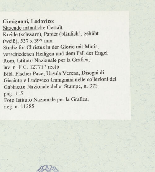 Rückseite von Istituto Nazionale per la Grafica [https://www.deutsche-digitale-bibliothek.de/content/lizenzen/rv-ez/] Sitzende männliche Gestalt - , bh463602_recto. Foto.