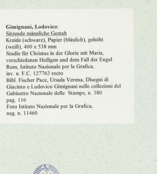 Rückseite von Istituto Nazionale per la Grafica [https://www.deutsche-digitale-bibliothek.de/content/lizenzen/rv-ez/] Sitzende männliche Gestalt - , bh463605_recto. Foto.