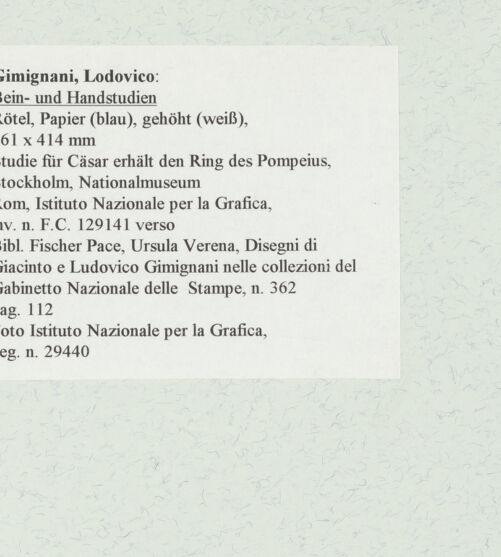Rückseite von Istituto Nazionale per la Grafica [https://www.deutsche-digitale-bibliothek.de/content/lizenzen/rv-ez/] Bein- und Handstudien - , bh463616_recto. Foto.
