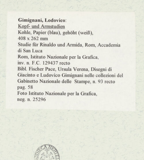 Rückseite von Istituto Nazionale per la Grafica [https://www.deutsche-digitale-bibliothek.de/content/lizenzen/rv-ez/] Kopf- und Armstudien - , bh463989_recto. Foto.