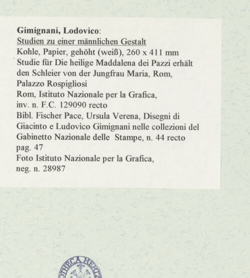 Rückseite von Istituto Nazionale per la Grafica [https://www.deutsche-digitale-bibliothek.de/content/lizenzen/rv-ez/] Studien zu einer männlichen Gestalt - , bh464029_recto. Foto.