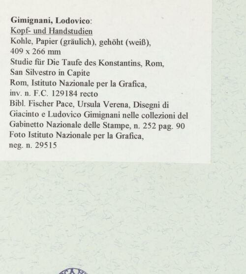 Rückseite von Istituto Nazionale per la Grafica [https://www.deutsche-digitale-bibliothek.de/content/lizenzen/rv-ez/] Kopf- und Handstudien - , bh464030_recto. Foto.