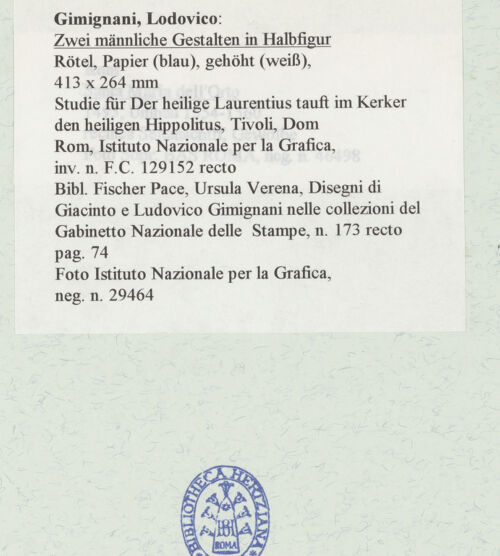 Rückseite von Istituto Nazionale per la Grafica [https://www.deutsche-digitale-bibliothek.de/content/lizenzen/rv-ez/] Zwei männliche Gestalten in Halbfigur - , bh464034_recto. Foto.