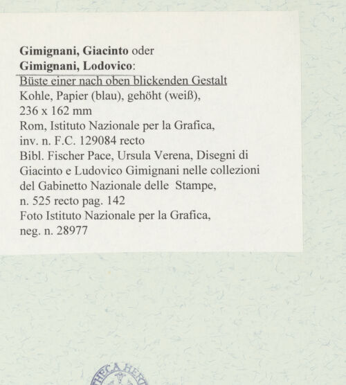 Rückseite von Istituto Nazionale per la Grafica [https://www.deutsche-digitale-bibliothek.de/content/lizenzen/rv-ez/] Büste einer nach oben blickenden Gestalt - , bh464332_recto. Foto.