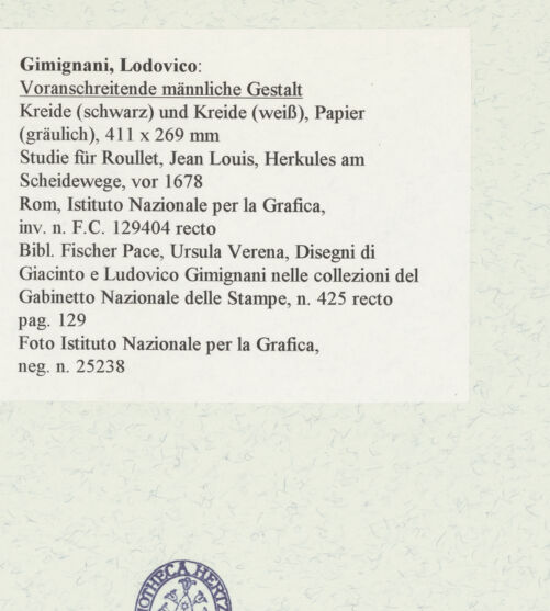 Rückseite von Istituto Nazionale per la Grafica [https://www.deutsche-digitale-bibliothek.de/content/lizenzen/rv-ez/] Voranschreitende männliche Gestalt - , bh464367_recto. Foto.