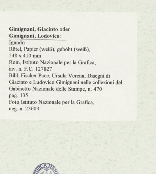 Rückseite von Istituto Nazionale per la Grafica [https://www.deutsche-digitale-bibliothek.de/content/lizenzen/rv-ez/] Ignudo - , bh464403_recto. Foto.