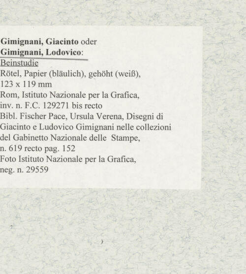 Rückseite von Istituto Nazionale per la Grafica [https://www.deutsche-digitale-bibliothek.de/content/lizenzen/rv-ez/] Beinstudie - , bh464520_recto. Foto.