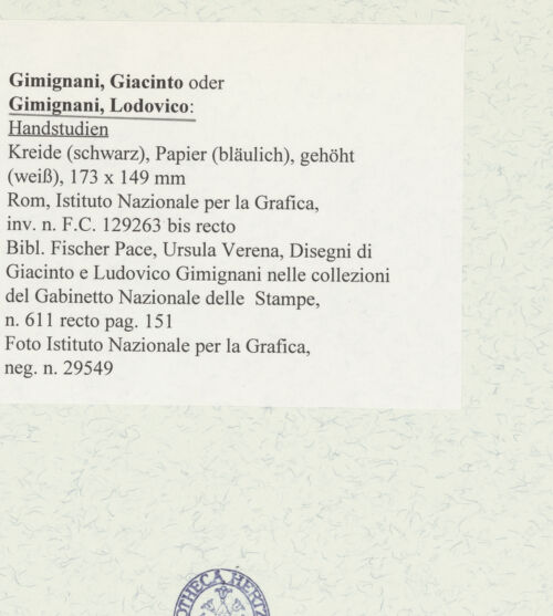 Rückseite von Istituto Nazionale per la Grafica [https://www.deutsche-digitale-bibliothek.de/content/lizenzen/rv-ez/] Handstudien - , bh464544_recto. Foto.