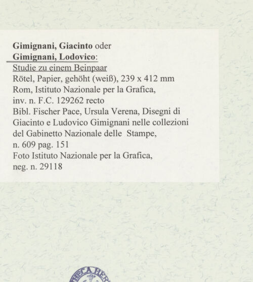 Rückseite von Istituto Nazionale per la Grafica [https://www.deutsche-digitale-bibliothek.de/content/lizenzen/rv-ez/] Studie zu einem Beinpaar - , bh464546_recto. Foto.