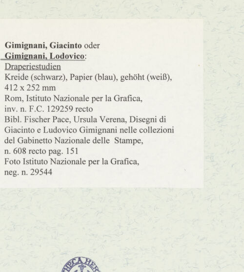 Rückseite von Istituto Nazionale per la Grafica [https://www.deutsche-digitale-bibliothek.de/content/lizenzen/rv-ez/] Draperiestudien - , bh464547_recto. Foto.