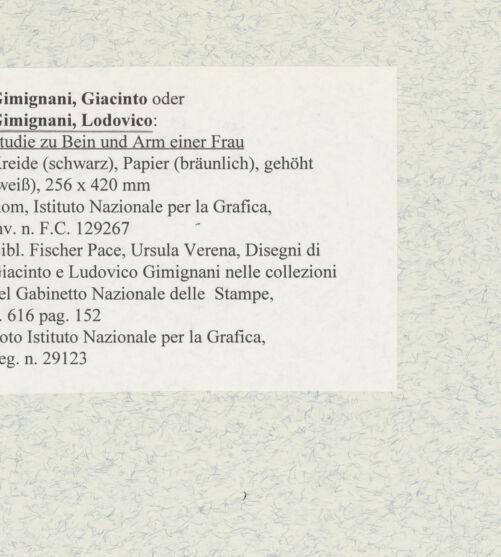 Rückseite von Istituto Nazionale per la Grafica [https://www.deutsche-digitale-bibliothek.de/content/lizenzen/rv-ez/] Studie zu Bein und Arm einer Frau - , bh464549_recto. Foto.